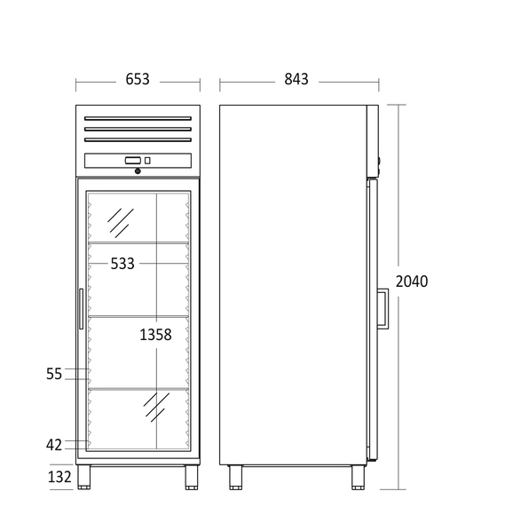 ScanDomestic GUR700GDX kommercielt køleskab og kommerciel fryser Displaykabinet til køleskab 461 L Fritstående B ScanDomestic GUR700GDX kommercielt køleskab og kommerciel fryser Displaykabinet til køleskab 461 L Fritstående B